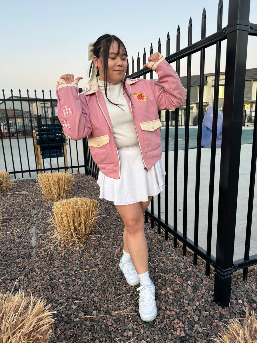 [ KIRSH ]★CHERRY BOMBER CROP JACKET KIRSH Cherry Bomber Crop Jacket Black | Sweatshirts