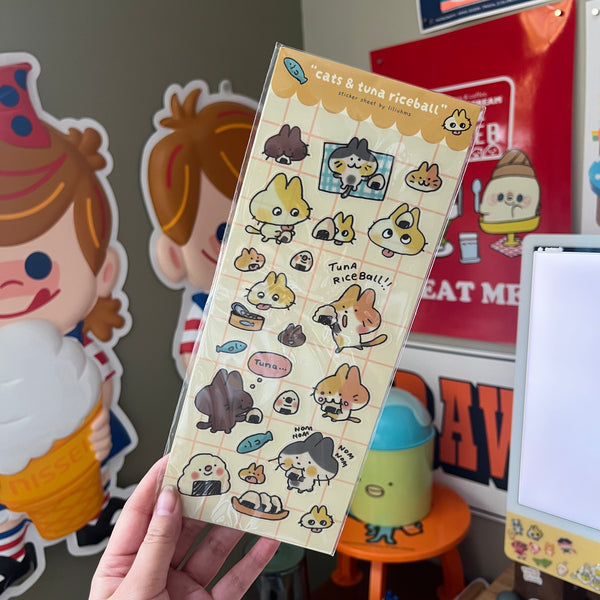 Cats & Tuna Riceball Sticker Sheet