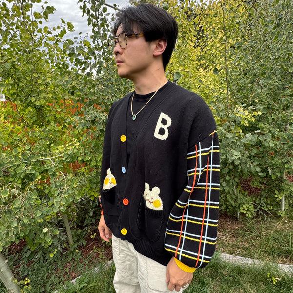 Bun "B" Primary Chunky Knit Cardigan