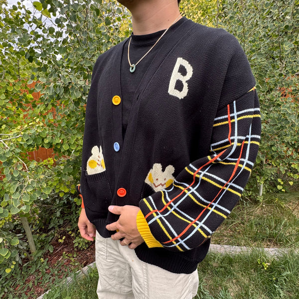 Bun "B" Primary Chunky Knit Cardigan