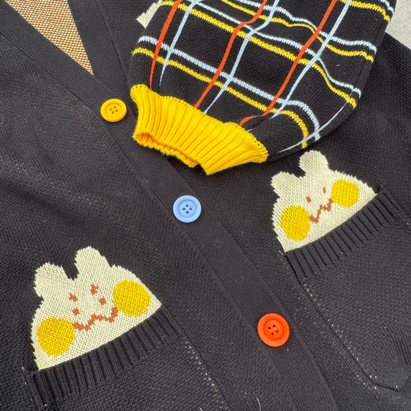Bun "B" Primary Chunky Knit Cardigan