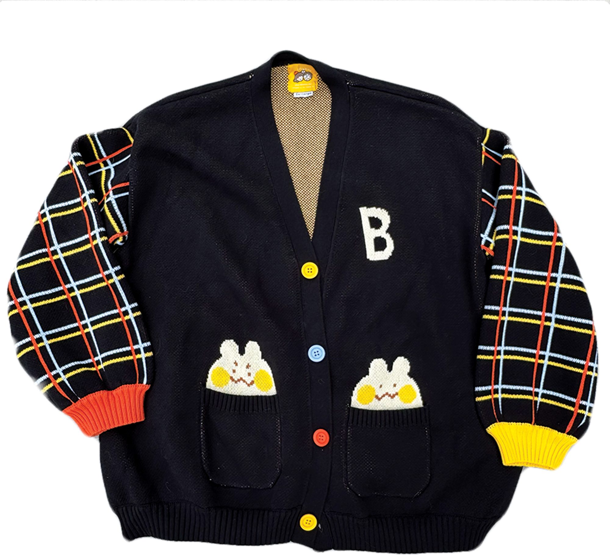 Bun "B" Primary Chunky Knit Cardigan