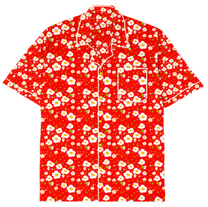 Breezy Red Flowers Button Up