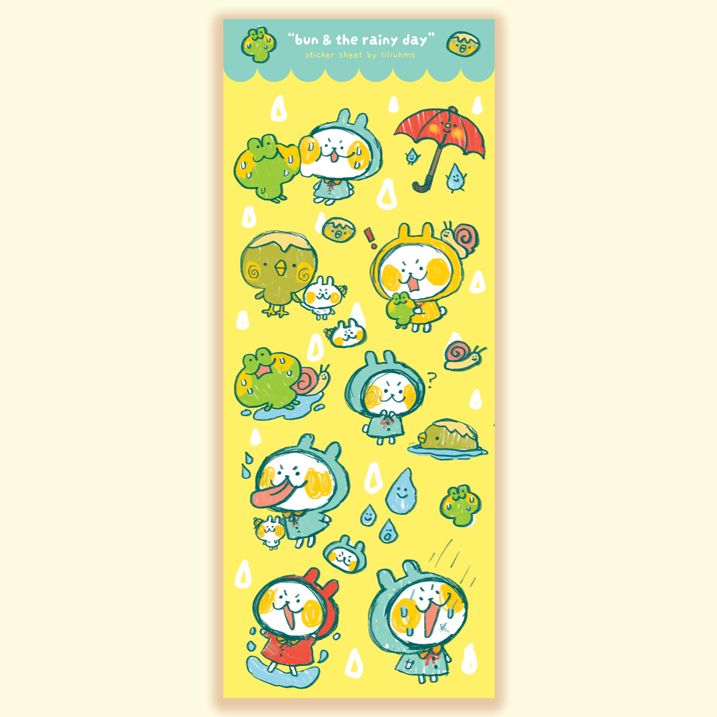 Bun's Rainy Day Sticker Sheet