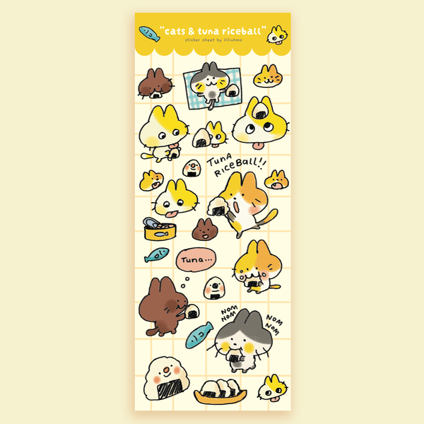 Cats & Tuna Riceball Sticker Sheet